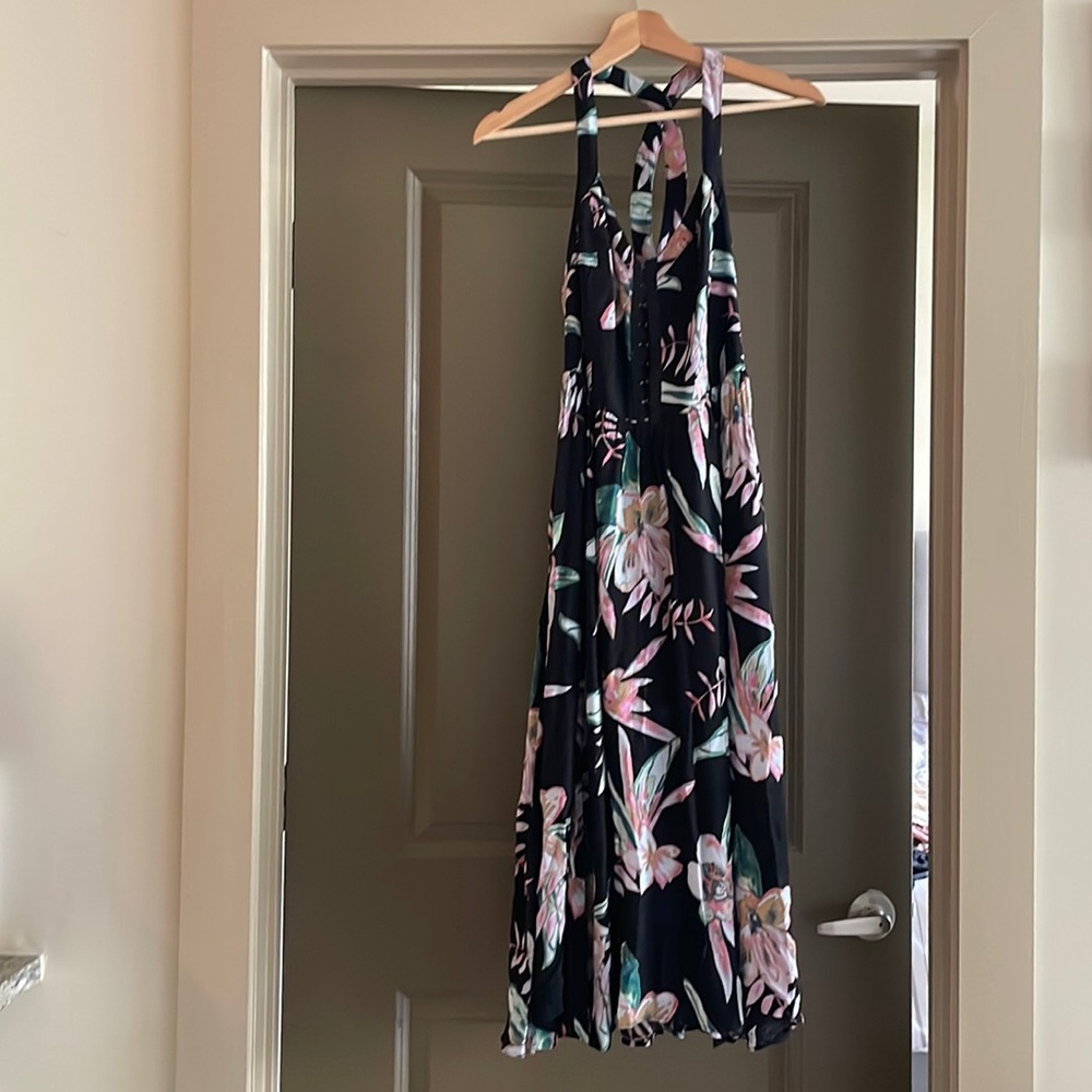 Kimchi Blue corset black floral midi maxi sundress top size 6